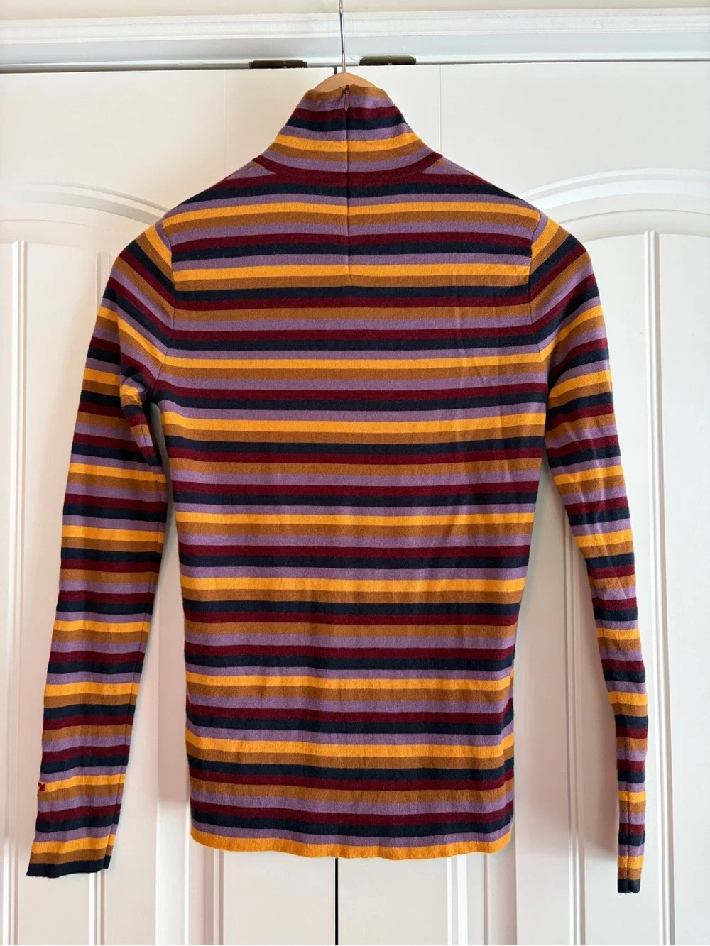 Tory Burch Striped Turtleneck Top Back Zip Closure Women's Size XS Designer Knit